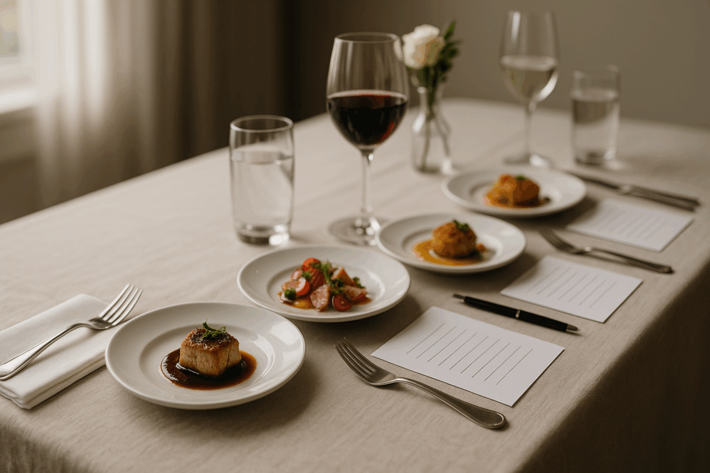 Elegant tasting table for catering tasting Chicago